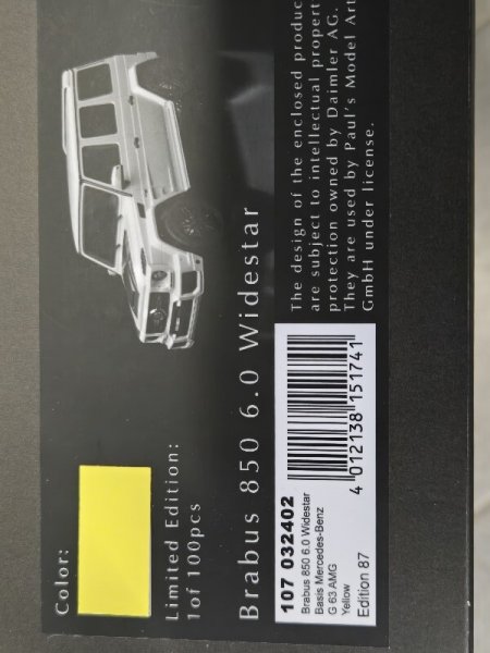 1/18 Minichamps Brabus 850 6.0 Widestar gelb Resine 107032402