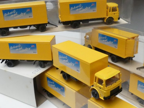 1/87 Wiking Händlerpackung MAN F80 Deutsche Post Schreib mal.... Koffer-HZ 5 Modelle