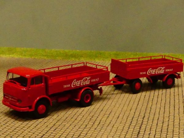 1/87 Brekina MB 328 Coca Cola Getränkepritsche Hängerzug