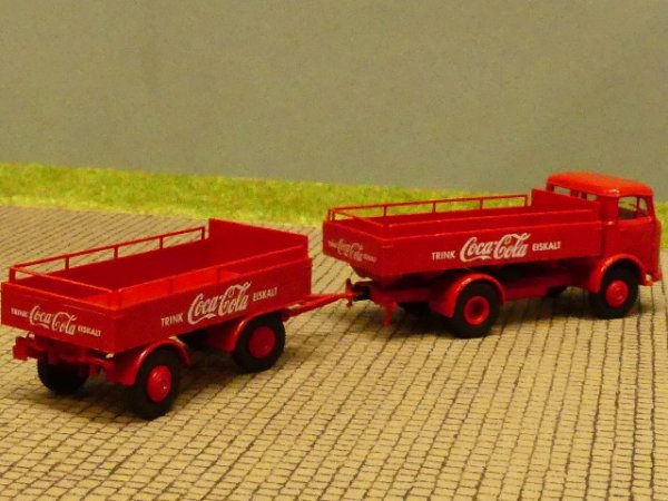 1/87 Brekina MB 328 Coca Cola Getränkepritsche Hängerzug