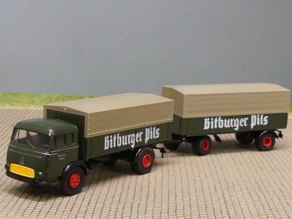 1/87 Brekina Magirus Pluto Bitburger Pils Planen-Hängerzug