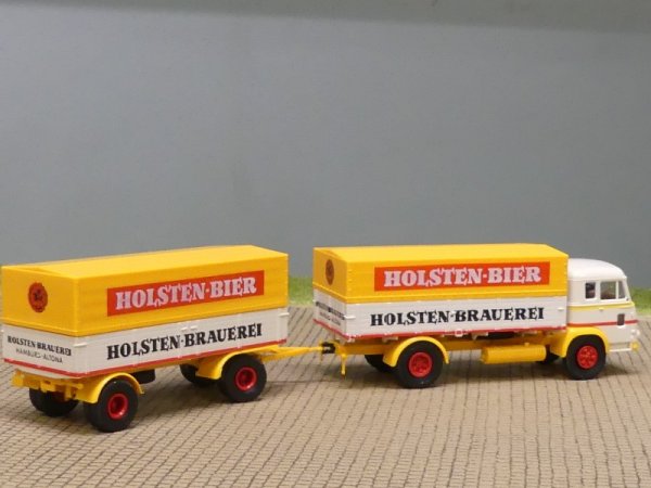 1/87 Brekina Magirus Pluto Holsten Bier Planen-Hängerzug