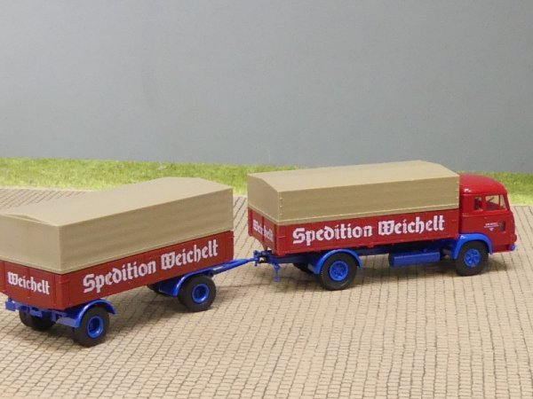 1/87 Brekina Magirus Pluto Weichelt Spedition Planen-Hängerzug