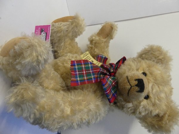 PS03 PS Bär beige ca. 50 cm Mohairplüsch holzwollegestopft mit Schleife