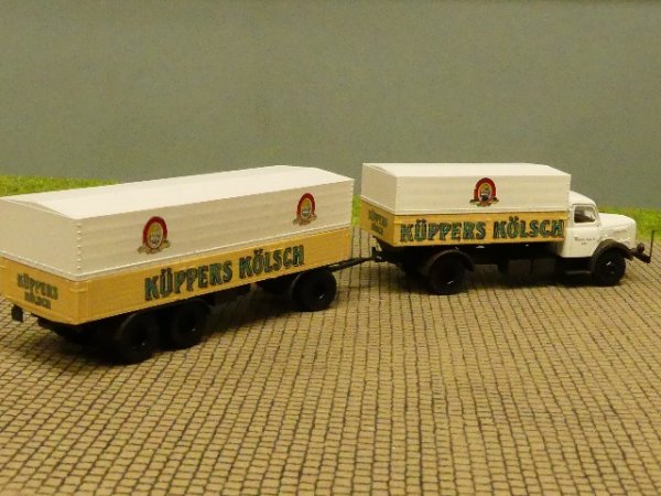1/87 Henschel HS 140 Küppers Kölsch Planen Hängerzug lackiert+bedruckt FD