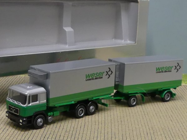 1/87 Herpa MAN F90 Weser Logistik Wechselkoffer-Hängerzug