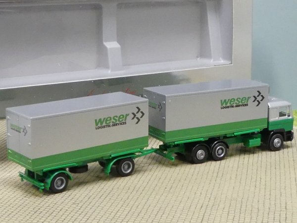 1/87 Herpa MAN F90 Weser Logistik Wechselkoffer-Hängerzug