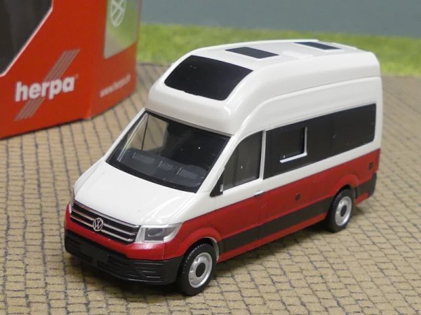 1/87 Herpa VW Crafter Grand California, candywhite/kirschrot 096294-003 Camper