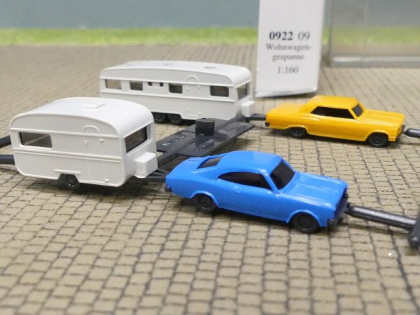 1/160 N Spur Wiking SET 2 x Wohnwagengespann + 2 x PKW 0922 09