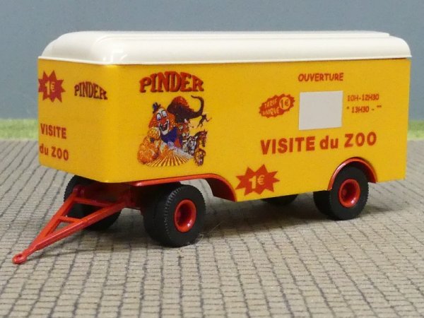 1/87 Brekina 2achs Kofferanhänger Circus Pinder Visite du ZOO