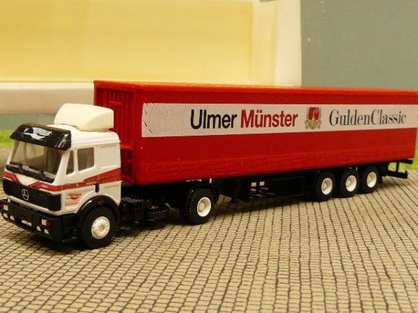1/87 B&S MB SK Ulmer Münster Bier Schiebe Planen Sattelzug