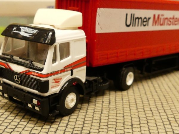 1/87 B&S MB SK Ulmer Münster Bier Schiebe Planen Sattelzug