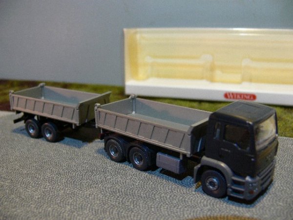 1/87 Wiking MAN TGA M Pritschen Kipper-Hängerzug schwarz 678 01 B