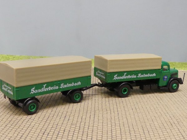 1/87 Brekina MAN F8 Sandlerbräu Kulmbach Planen-Hängerzug