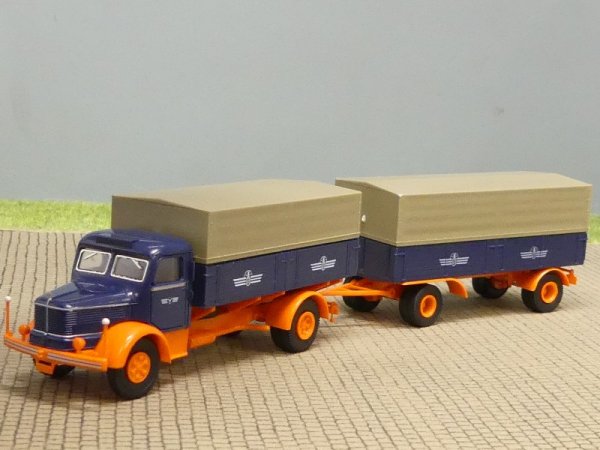 1/87 Brekina Krupp Mustang VEB Berlin DDR Hängerzug 77129