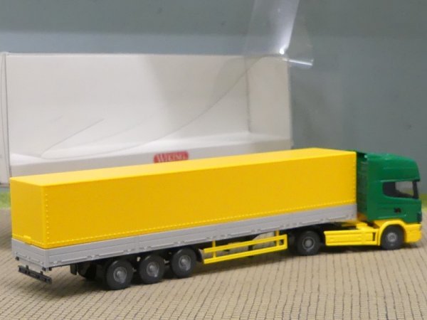 1/87 Wiking Scania 144 grün/gelb/grau Planen-Sattelzug 510 04