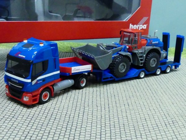 1/87 Herpa Iveco Stralis NP Goldhofer Allrounder-SZ mit Liebherr Radlader Riwatrans 312851