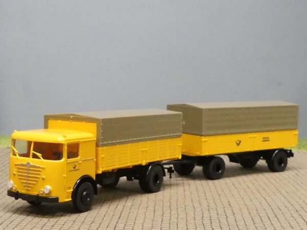 1/87 Brekina Büssing LU 11 Deutsche Post Planen-Hängerzug 010565
