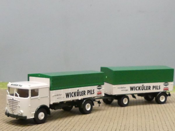 1/87 Brekina Büssing LU 11 Wicküler Pils Hängerzug Sondermodell Reinhardt