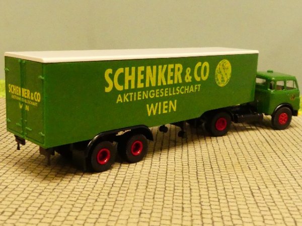1/87 Brekina MAN 10.212 Schenker Wien Koffer Sattelzug