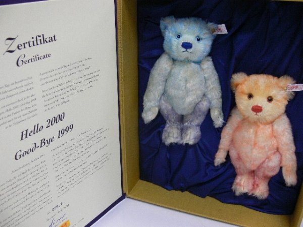 Steiff STK 31 Set Hello 2000 und Good-Bye 1999 Bärenset Millenium 2000