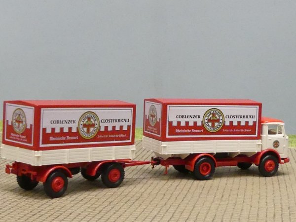 1/87 Brekina MB 328 Coblenzer Closterbräu Planen-Hängerzug