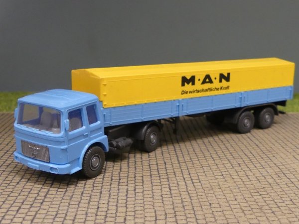 1/87 Wiking MAN F80 MAN hellblau Plane gelb Sattelzug 535 4