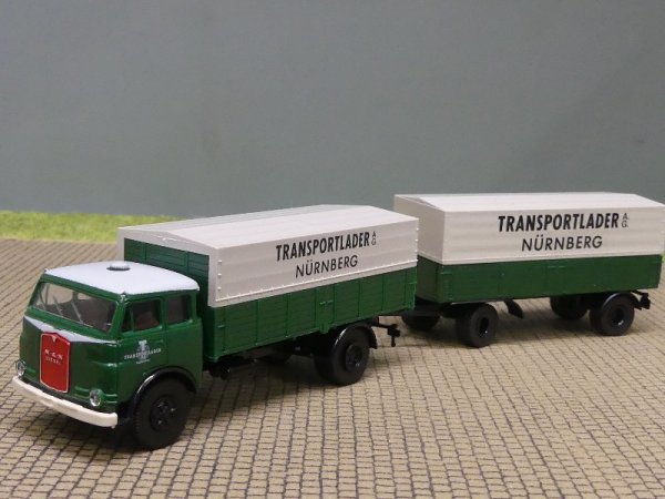 1/87 Brekina MAN 10.212 Transportlader Nürnberg Planen Hängerzug 7832
