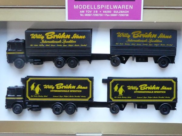 1/87 Herpa MAN F80 SET Willy Bruhn Planen + Kühlkoffer-Hängerzug