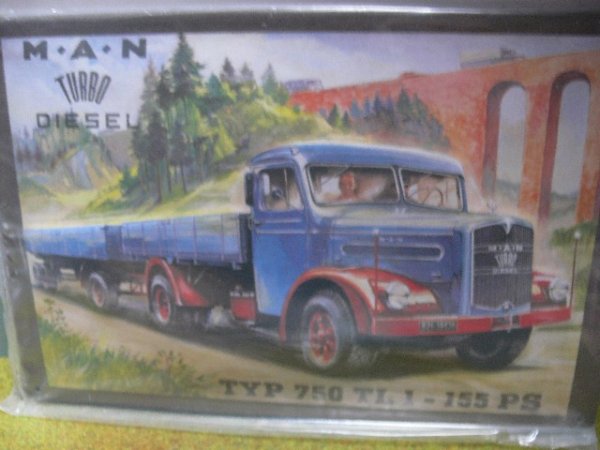 Blechschild MAN Turbo Diesel 750 TL 1 - 155 PS 30 x 20 cm