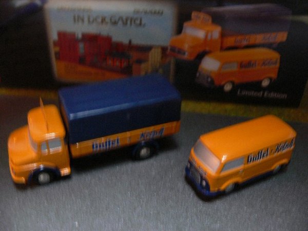 Schuco Piccolo Gaffel Kölsch Set MB 322 + Ford FK 1000  05817