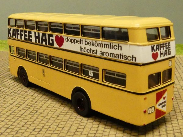 1/87 Brekina Büssing D2U BVG-Kaffee Hag Doppeldecker Sonderpreis 96106