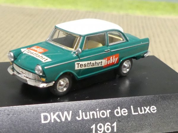 1/87 Brekina DKW Junior de Luxe hobby Testfahrt