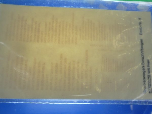1/87 Müller Decals Krankenwagen Beschriftungen Schrift weiss #5