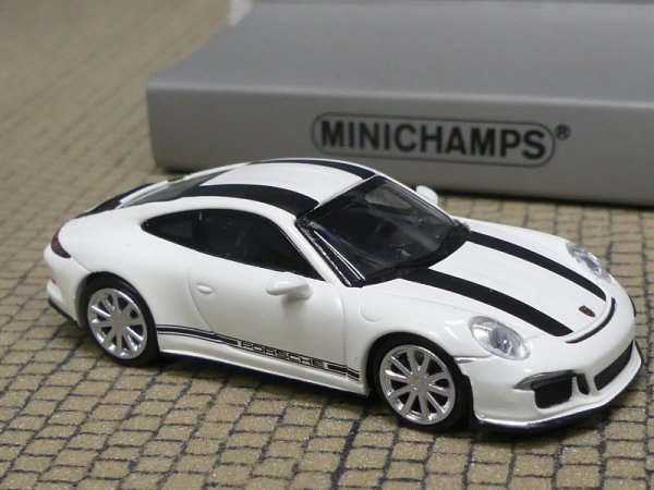 1/87 Minichamps Porsche 911 R 2016 weiss mit schwarzen Streifen 870 066226