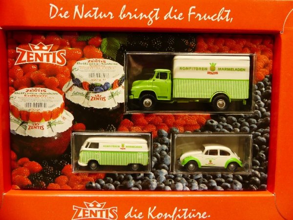1/87 Brekina Set Zentis VW T1 MAN VW Käfer