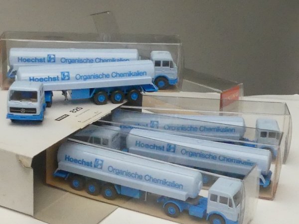 1/87 Wiking Händlerpackung MB NG Hoechst Organische Chemiekalien Tank-SZ 5 Modelle 825 1