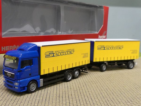 1/87 Herpa MAN TGX XXL SCHULT Spedition Wechsel-Gardienenplanen-Hängerzug 154604