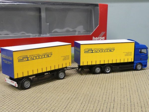 1/87 Herpa MAN TGX XXL SCHULT Spedition Wechsel-Gardienenplanen-Hängerzug 154604