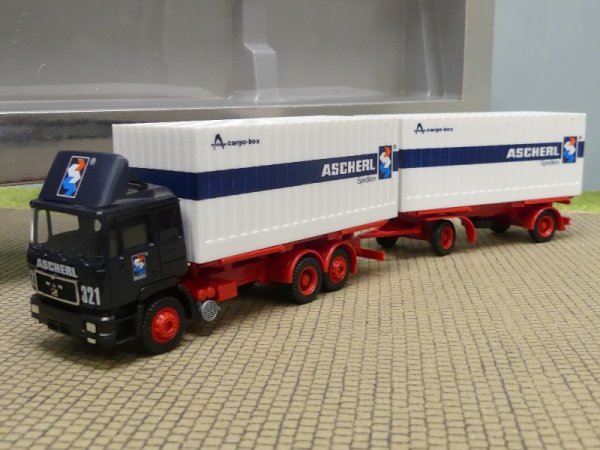 1/87 Herpa MAN F90 ASCHERL Thyssen CargoBox- Hängerzug 859172
