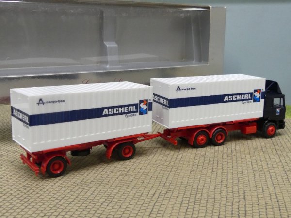 1/87 Herpa MAN F90 ASCHERL Thyssen CargoBox- Hängerzug 859172