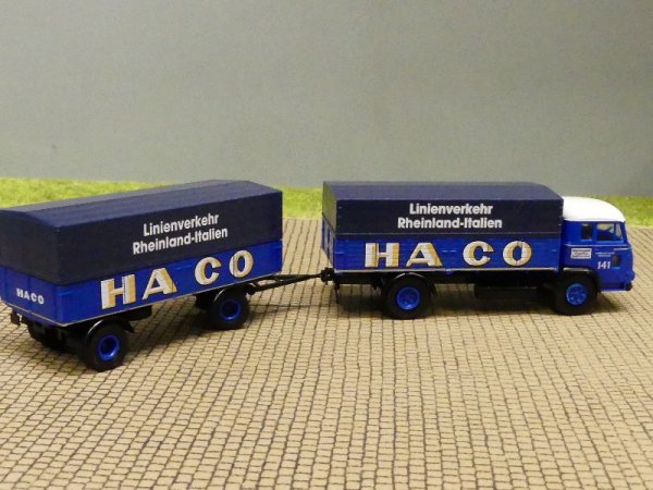 1/87 Brekina Magirus Pluto HACO Planen Hängerzug 83012