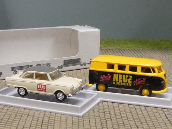 1/87 Brekina # 1247 VW T1b Neue Illustrierte + DKW Frau im Spiegel SET