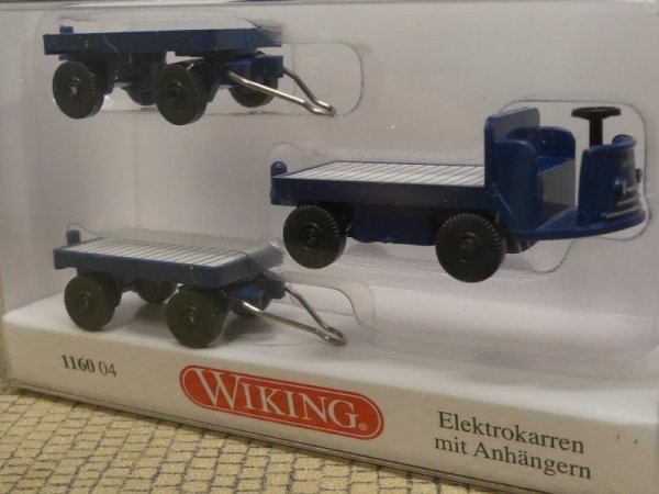 1/87 Wiking Elektrokarren mit Anhängern grünblau 1160 04