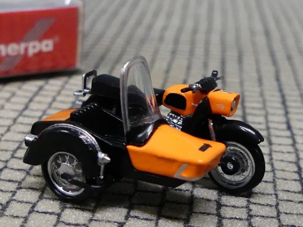 1/87 Herpa MZ 250/2 mit Beiwagen orange 053433-005
