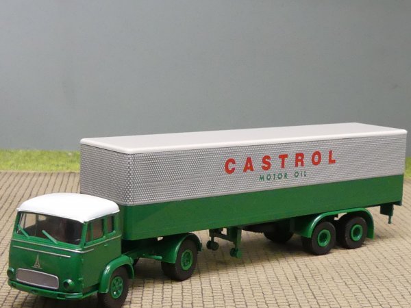 1/87 Brekina Magirus Pluto CASTROL Koffer-Sattelzug