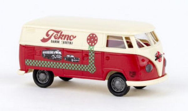 1/87 Brekina # 2343r VW T1b Tekno DK, Stoßstangen rot-selten! Kasten 32780