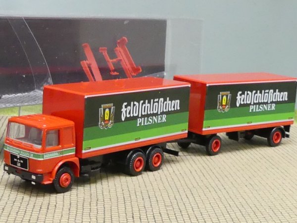 1/87 Albedo MAN F80 Feldschlößchen Pilsner Koffer-Hängerzug