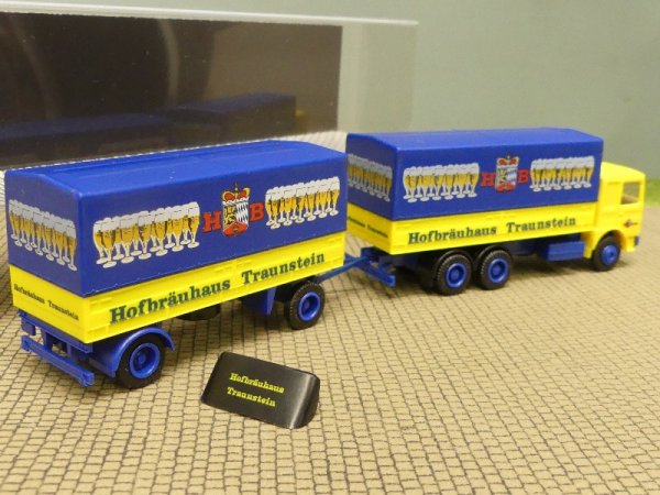 1/87 Albedo MAN F80 Hofbräuhaus Traunstein Koffer-Hängerzug
