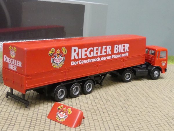 1/87 Albedo MAN F80 Riegeler Bier Planen-Hängerzug